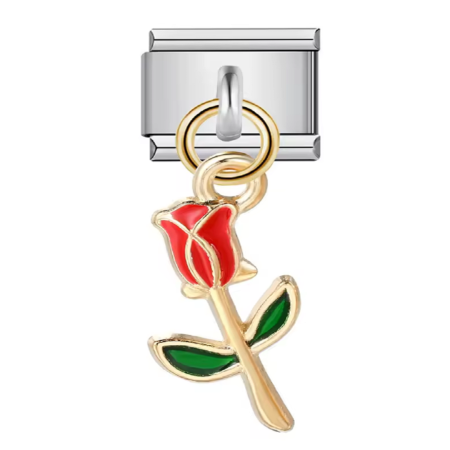 تشارم فضي مع وردة حمراء ودهبي